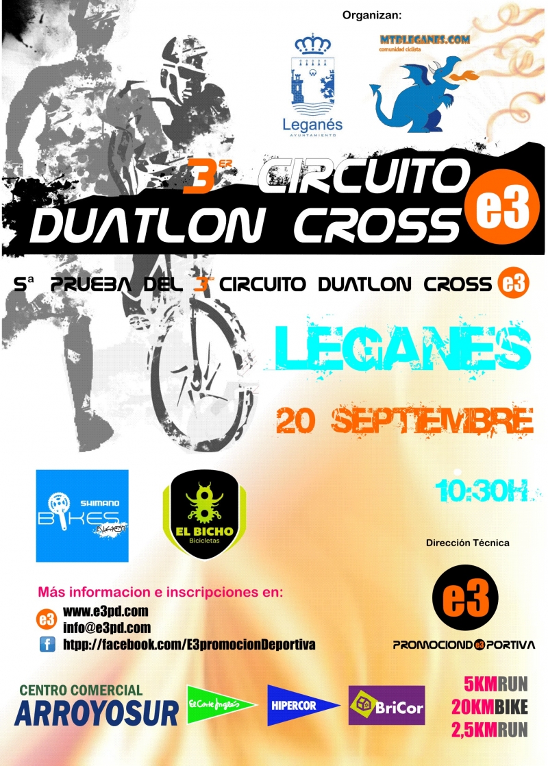 Cartel del evento 5ª PRUEBA CIRCUITO DUATLON CROSS E3 - LEGANES