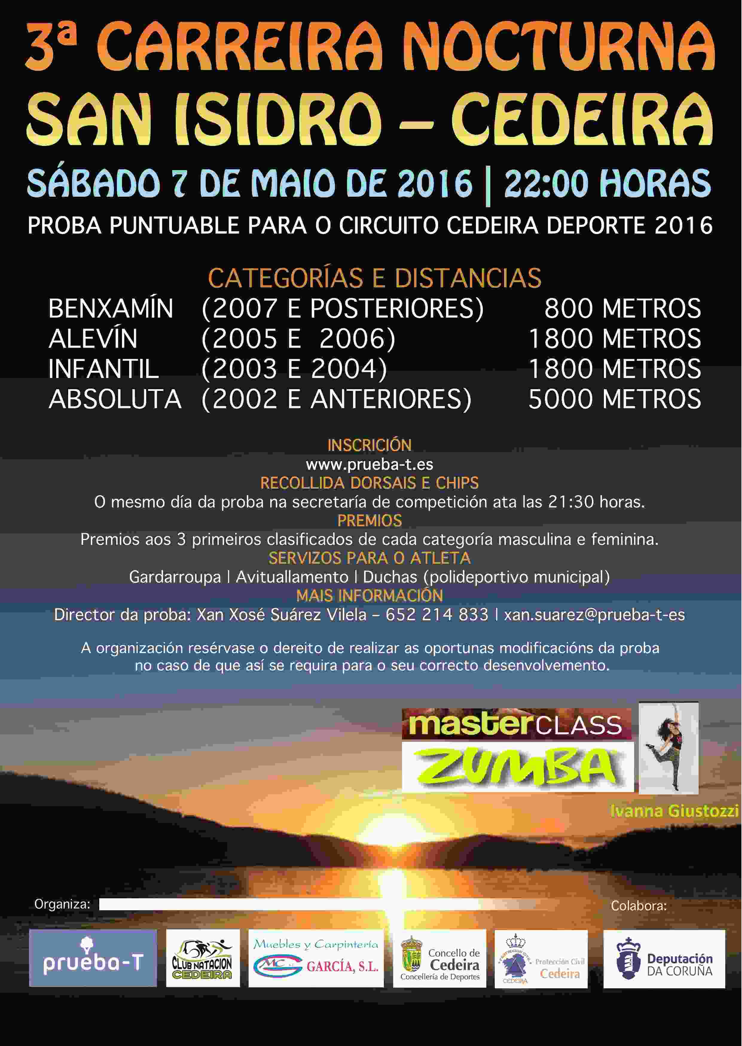 Cartel del evento III CARRERA NOCTURNA SAN ISIDRO – CEDEIRA