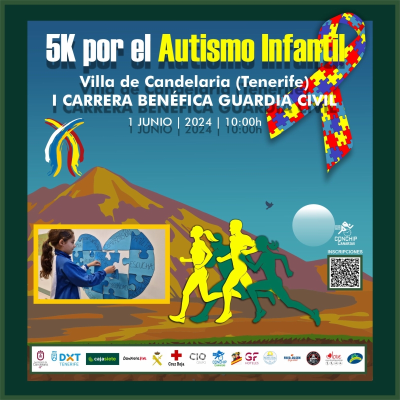 Cartel del evento I CARRERA BENÉFICA GUARDIA CIVIL - 5K POR EL AUTISMO INFANTIL 2024 (CANDELARIA)