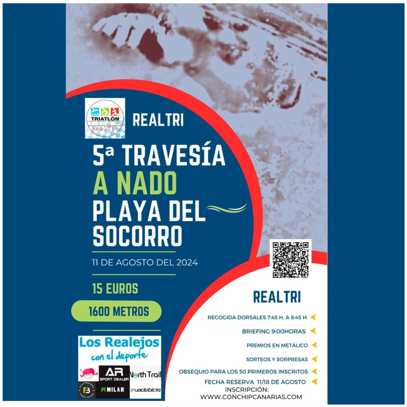 Cartel del evento 5ª TRAVESIA A NADO PLAYA EL SOCORRO - LOS REALEJOS 2024