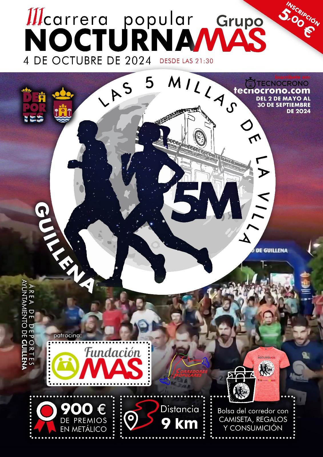 Cartel del evento CARRERA POPULAR NOCTURNA LAS CINCO MILLAS DE LA VILLA