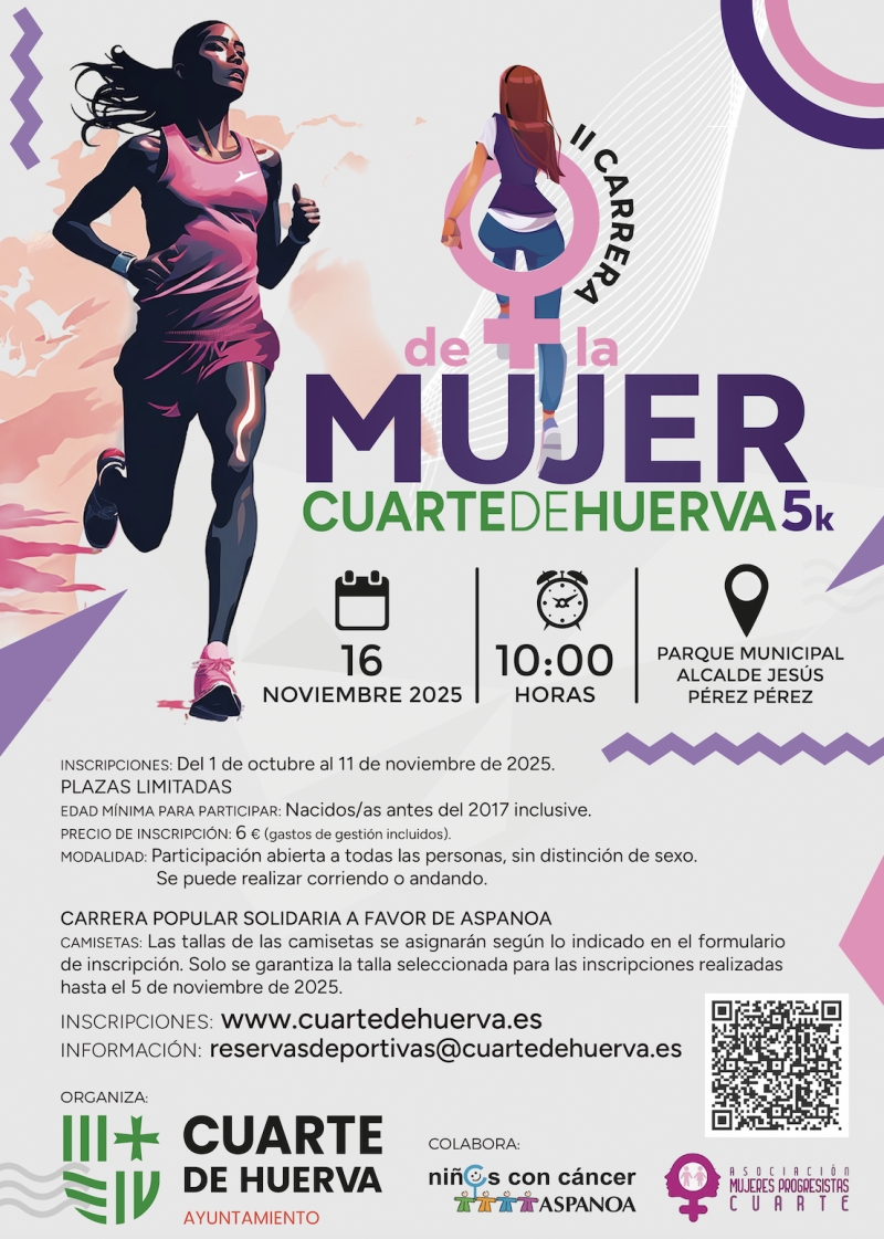 Cartel oficial de II Carrera de la Mujer de Cuarte de Huerva 2025 — 16 de noviembre de 2025 en Zaragoza, Zaragoza